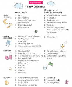 baby things checklist